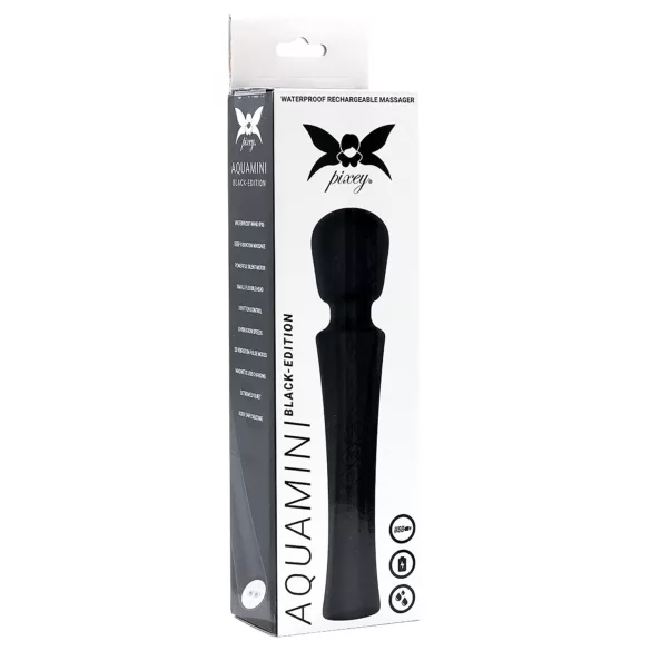 Pixey Aquamini - mini wand vibrátor (fekete)