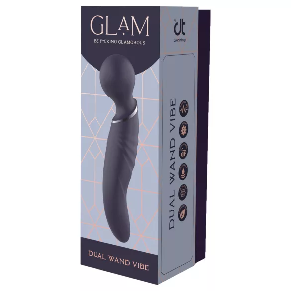 Glam - kétvégű wand vibrátor (sötétszürke)