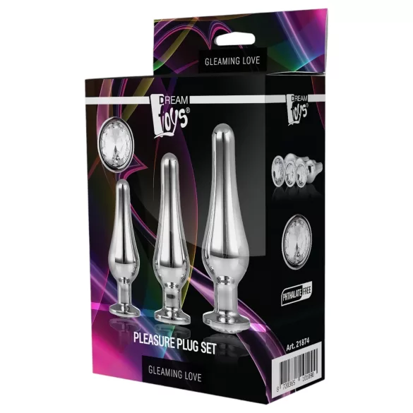 Gleaming Love - anál csúcs plug szett (ezüst, 3 részes)