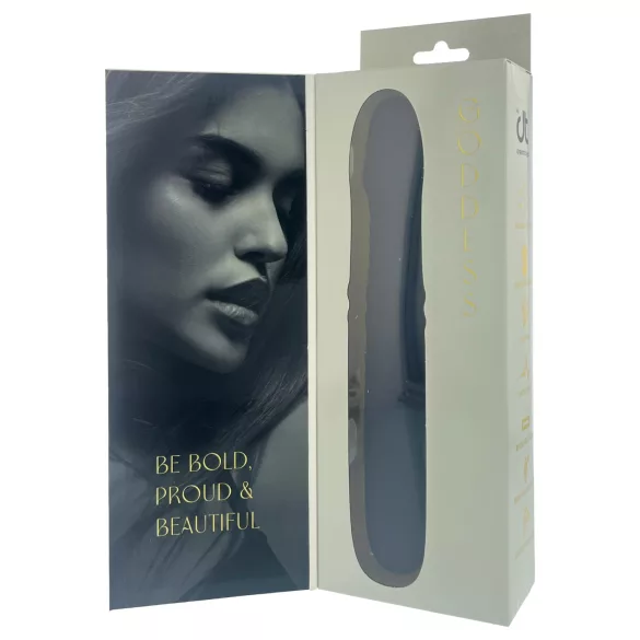 Goddess - lökő vibrátor forgó gyöngysoros szárral (sötétkék)