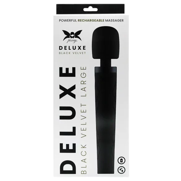 Pixey Deluxe Black Velvet - wand vibrátor L (fekete)