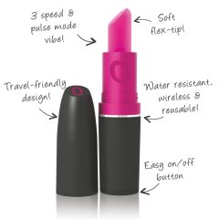 Screaming Lipstick - rúzs vibrátor (fekete-pink)