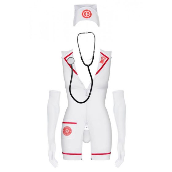 Obsessive Emergency - nővérke jelmez szett - fehér (S/M)