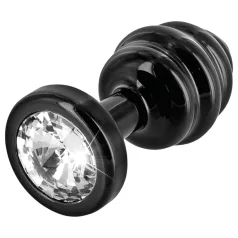 DIOGOL Anni - bordázott butt plug - fekete - (3 cm)