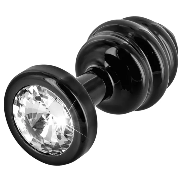 DIOGOL Anni - bordázott butt plug - fekete - (3 cm)