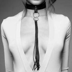 Bijoux Indiscrets - korbácsos nyakörv (fekete)