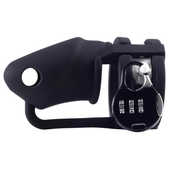 LOCK A WILLY - szilikon pénisz ketrec lakattal (fekete)