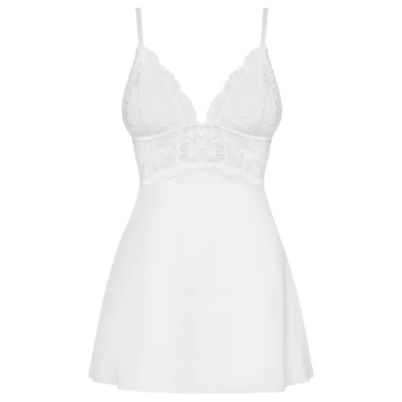 Obsessive 810-BAB-2 - csipke babydoll és tanga (fehér)