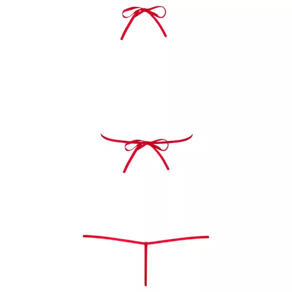 Obsessive Luiza - tulipános, pántos body - piros (S/M)