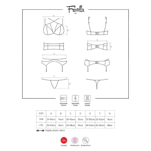 Obsessive Frivolla - pikáns csipke fehérnemű szett (fekete)