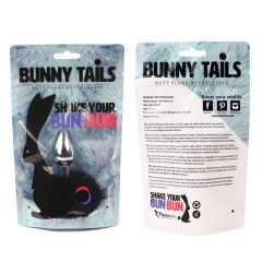   FEELZTOYS Bunny Tails - fém anál dildó nyuszifarokkal (ezüst-fekete)
