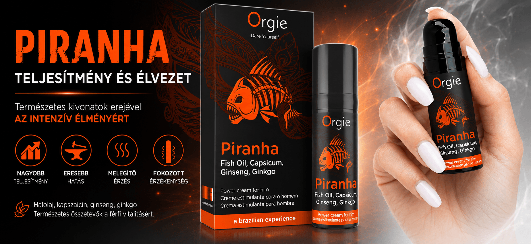 Orgie Piranha stimuláló krém férfiaknak – Intenzív élmény | Szexshop.hu sex shop