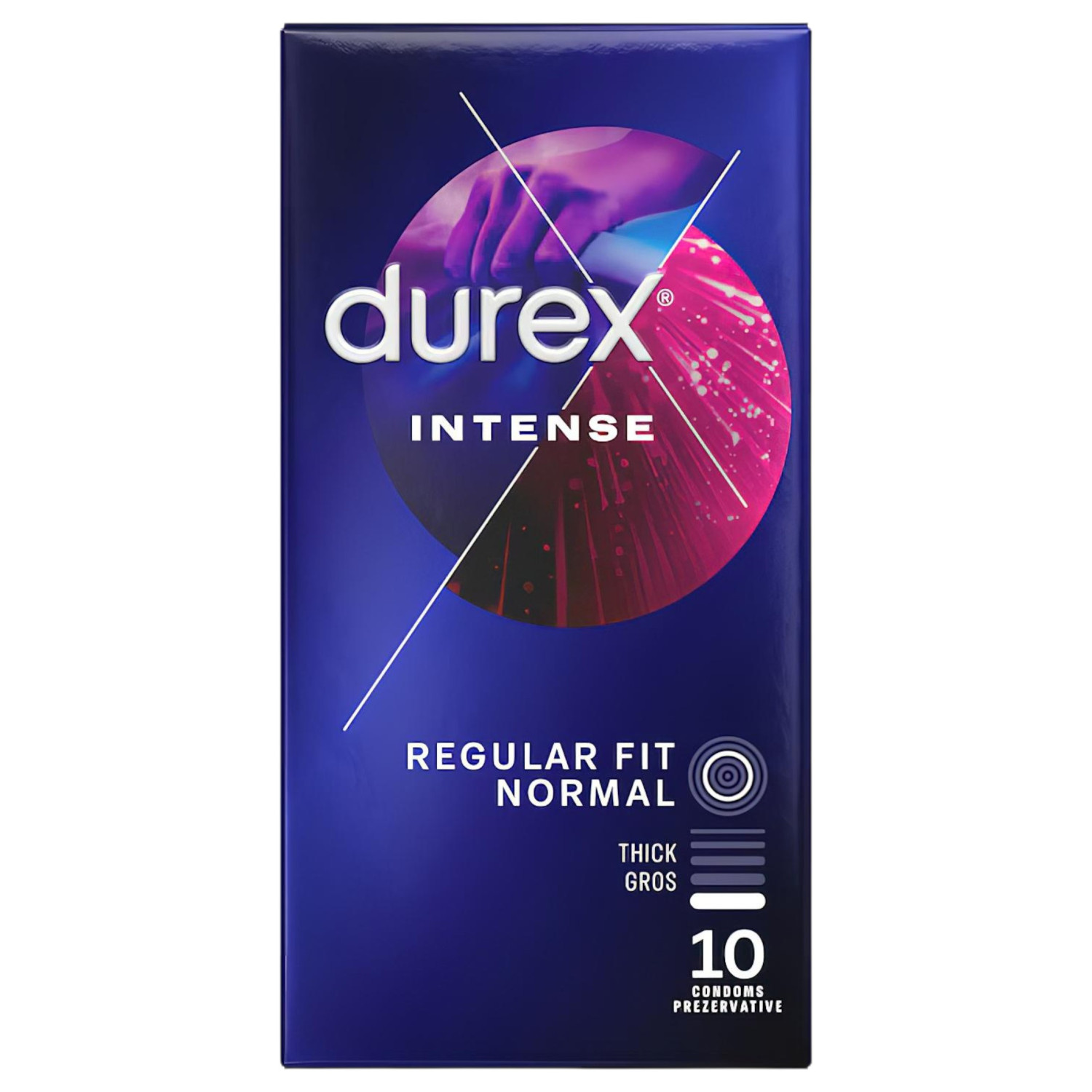 Durex Intense - bordázott és pontozott óvszer (10 db) Durex Intense - bordázott és pontozott óvszer (10 db)
