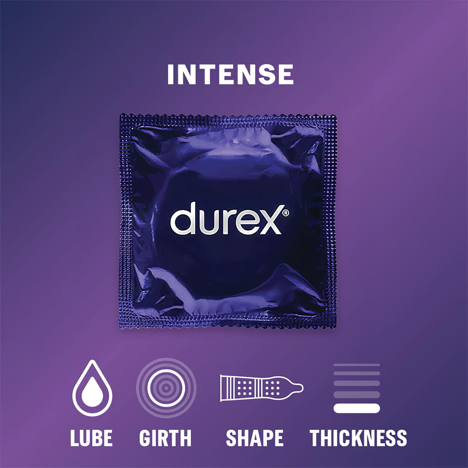 Durex Intense - bordázott és pontozott óvszer (10 db) Durex Intense - bordázott és pontozott óvszer (10 db)
