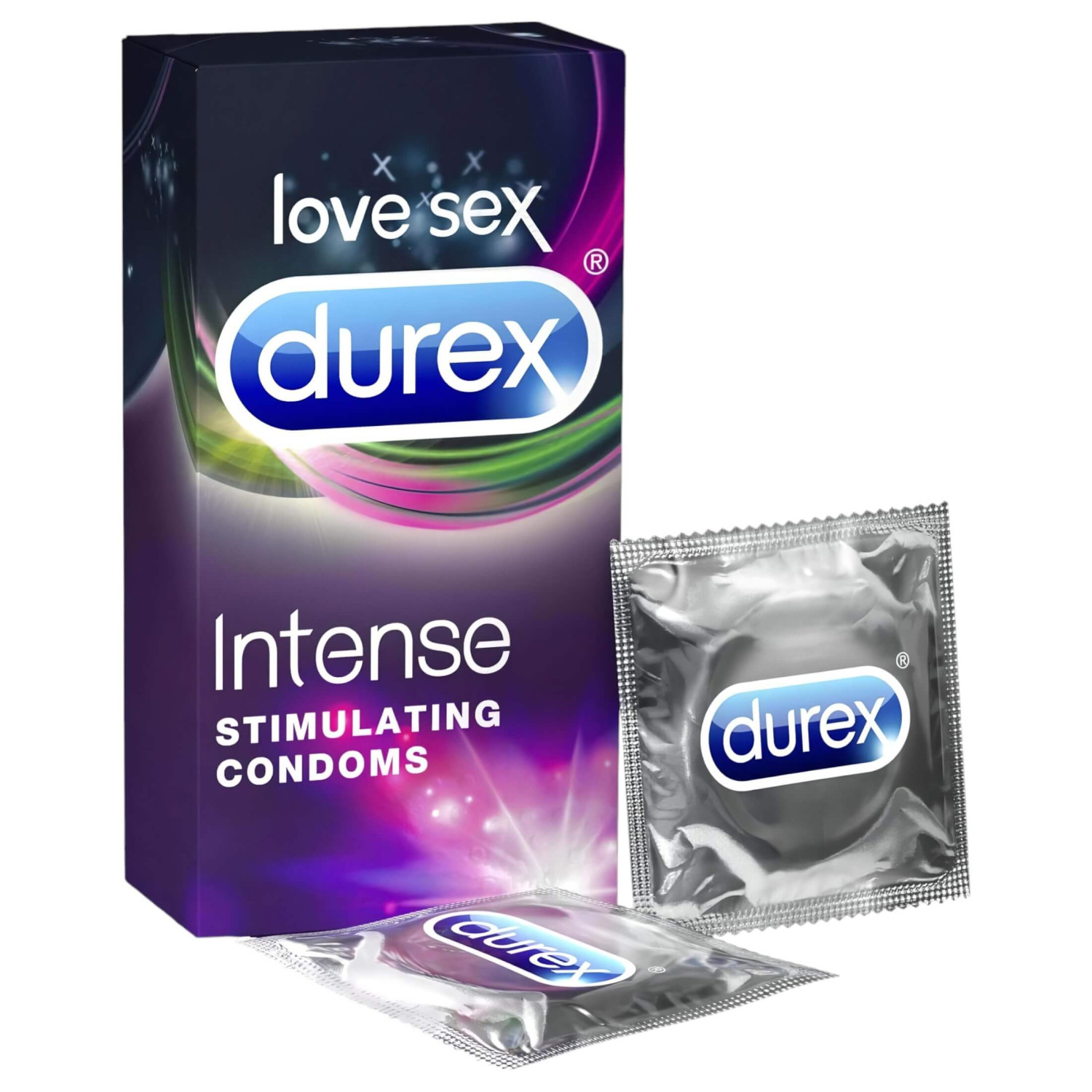 Durex Intense - bordázott és pontozott óvszer (10 db) Durex Intense - bordázott és pontozott óvszer (10 db)