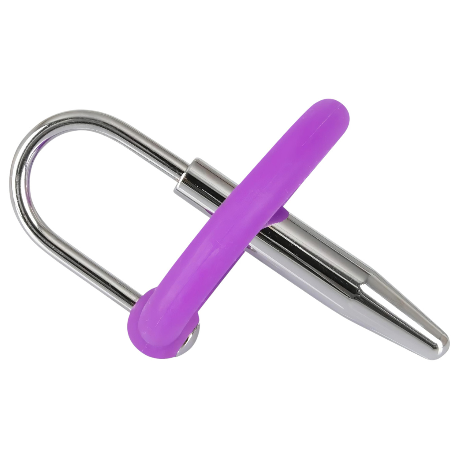 You2Toys - Penisplug - szilikon makkgyűrű kúpos dilátorrall (lila-ezüst)