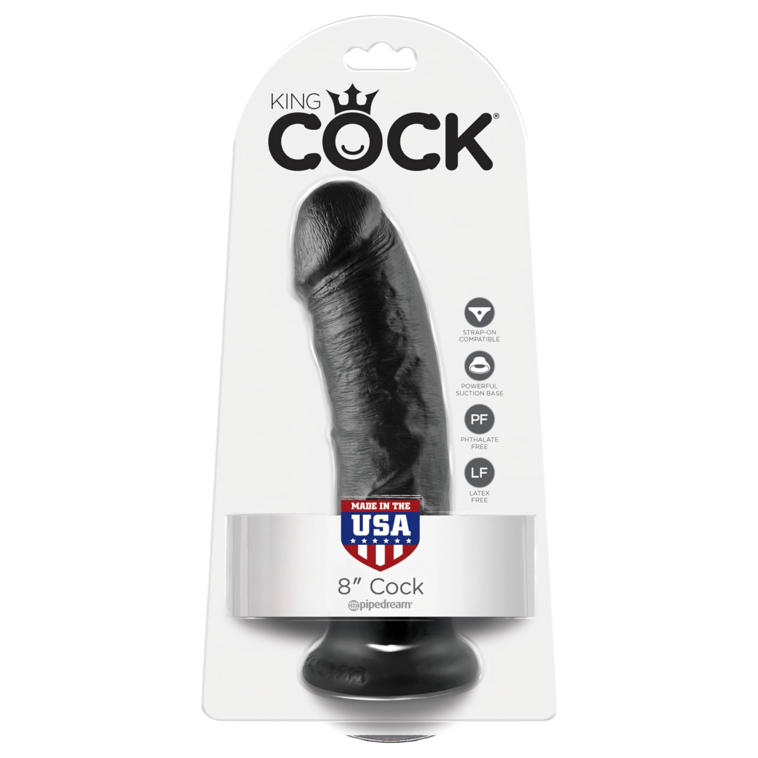 King Cock 8 dildó (20 cm, fekete)
