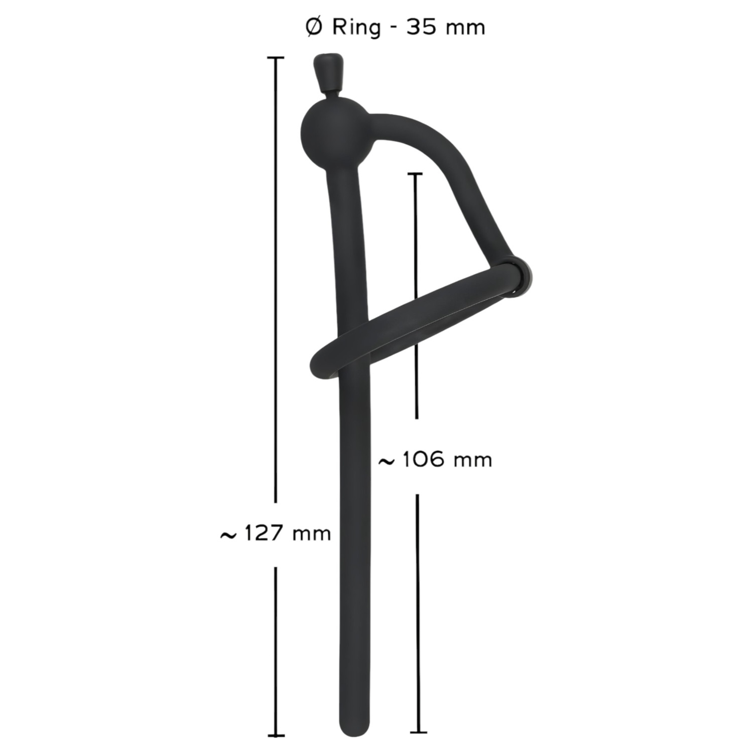 Penisplug - szilikon dilátor makkgyűrűvel (0,6 mm, fekete) Penisplug - szilikon dilátor makkgyűrűvel (0,6 mm, fekete)