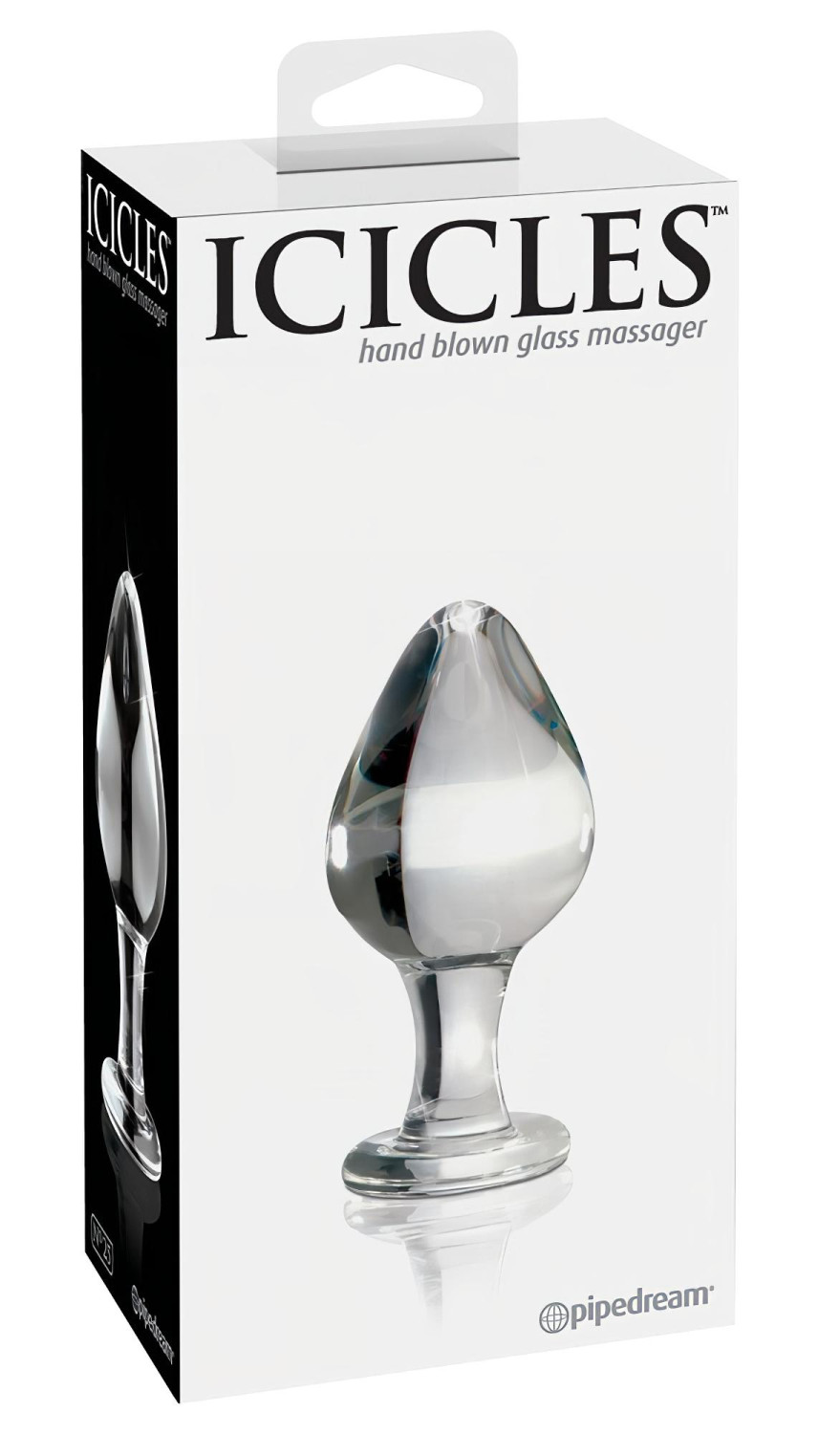 Icicles No. 25 - kúpos, üveg anál plug (átlátszó)