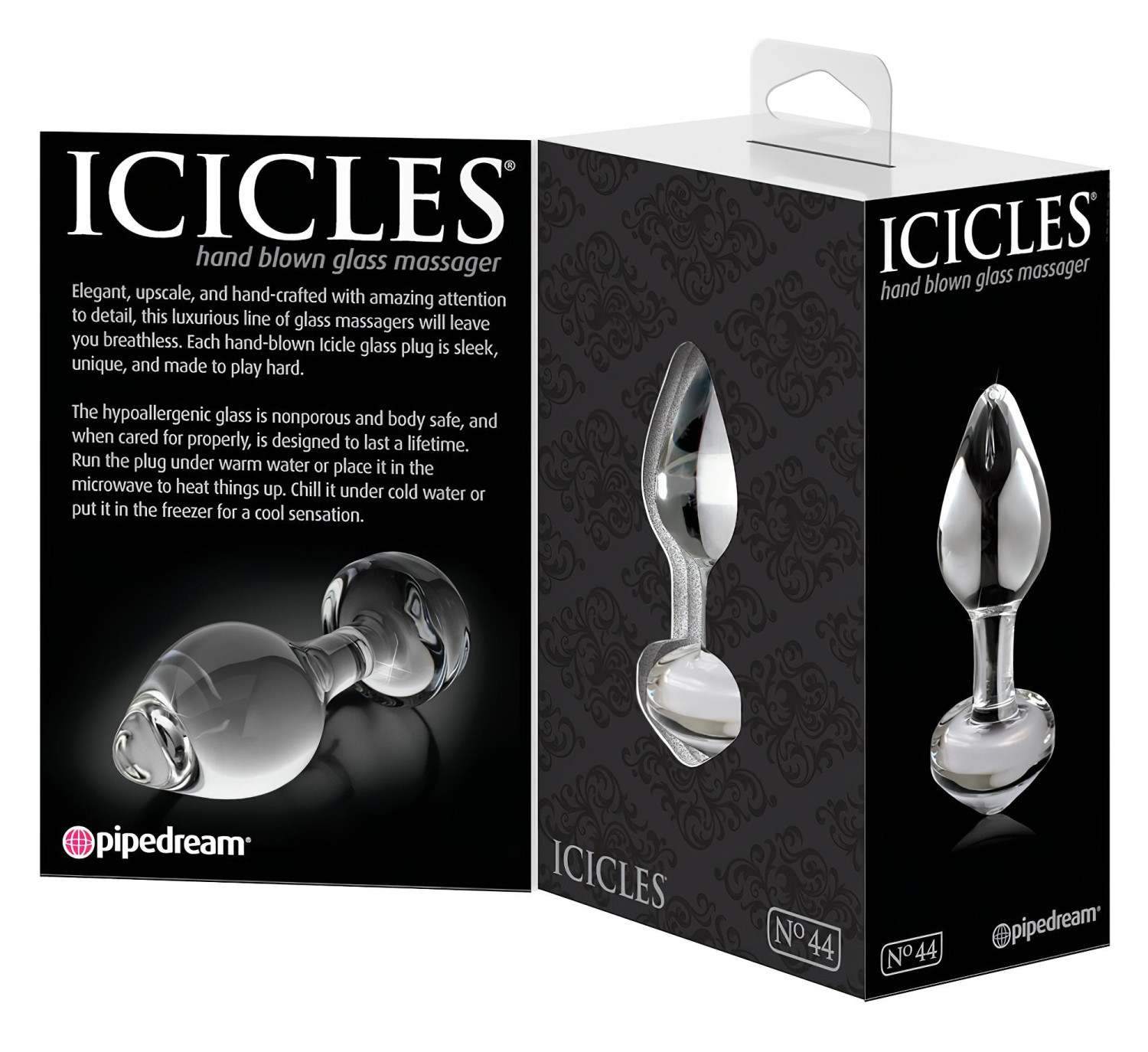 Icicles No. 44 - kúpos, üveg anál plug (átlátszó)