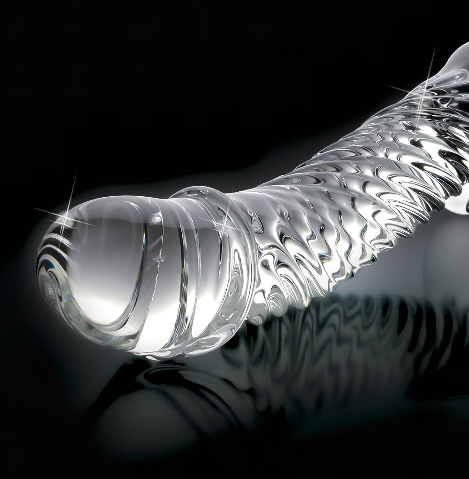 Icicles No. 61 - herés, péniszes üveg dildó (átlátszó)