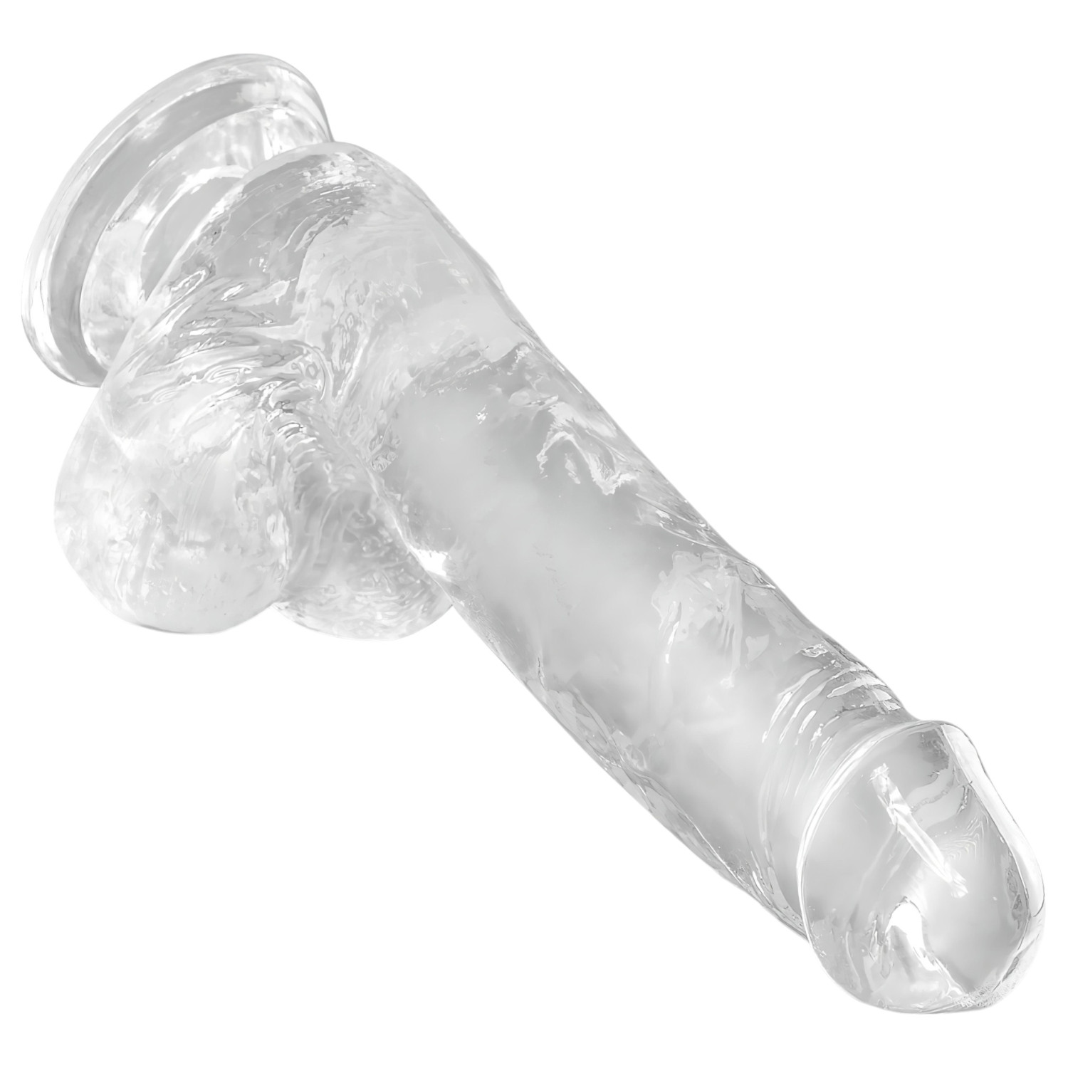 King Cock Clear 6 - tapadókorongos, herés kis dildó (15 cm)
