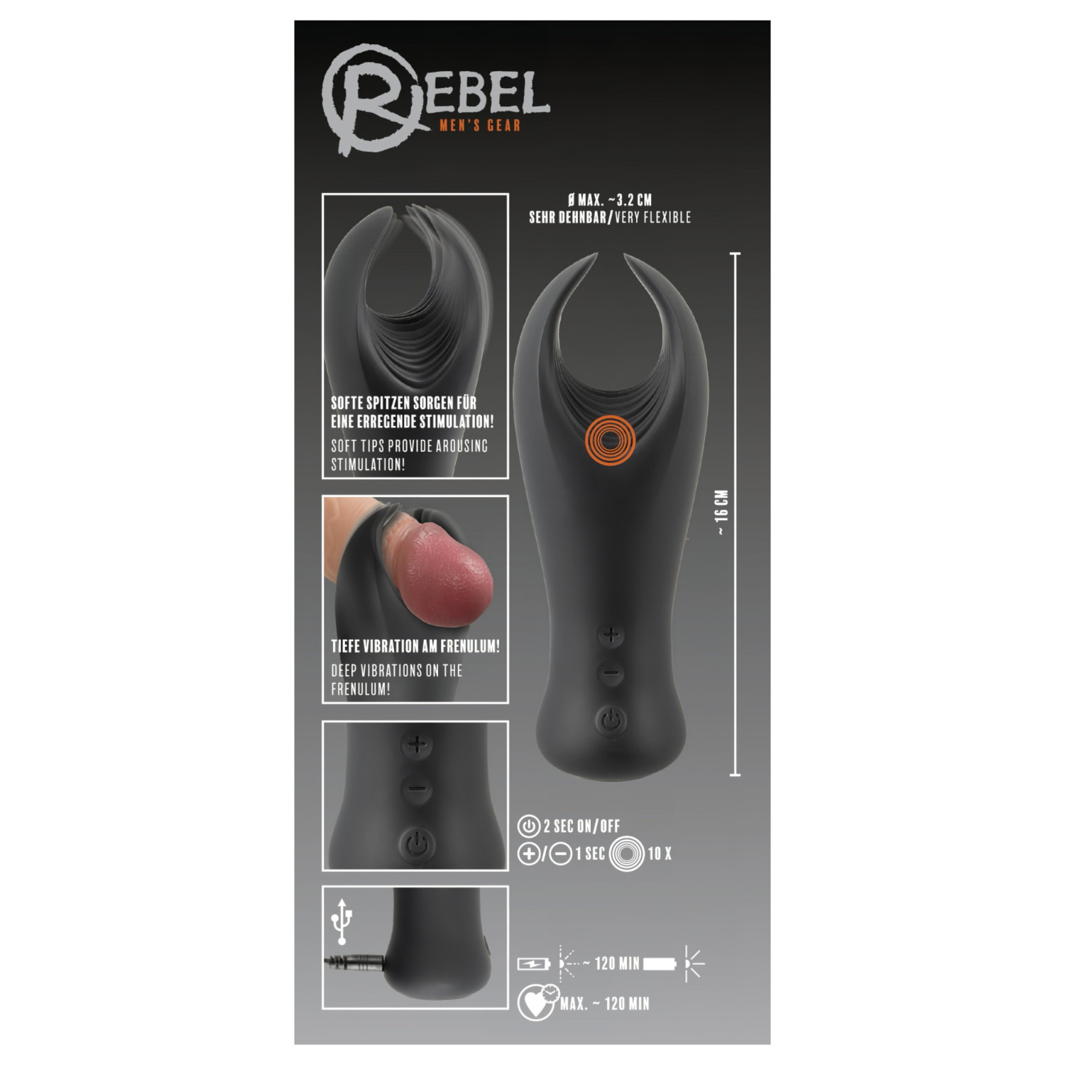 Rebel - vibrációs makkvibrátor (fekete) Rebel - vibrációs makkvibrátor (fekete)