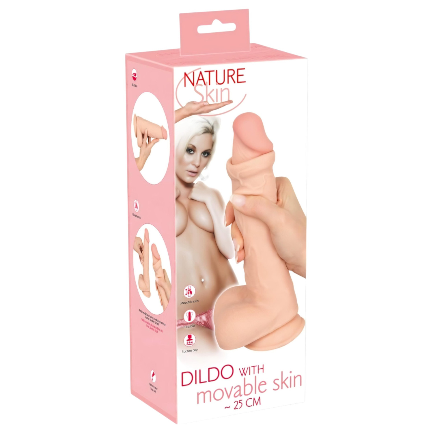 Nature Skin - dildó bőrrel - 25 cm (testszínű)