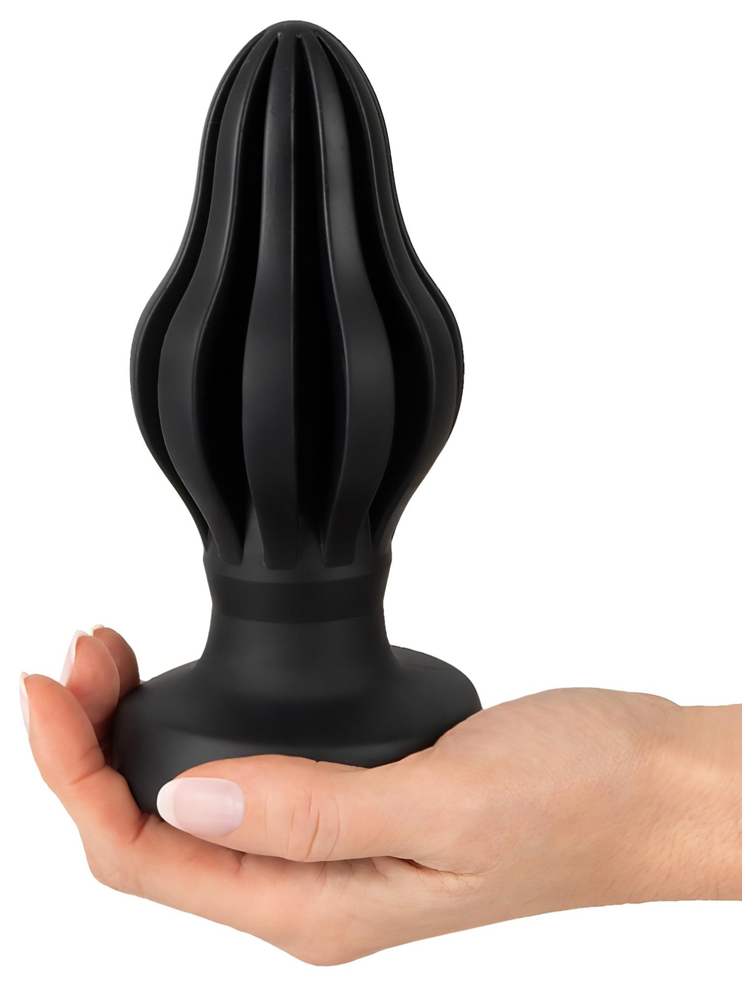 ANOS - bordázott puha butt plug - 7 cm (fekete)