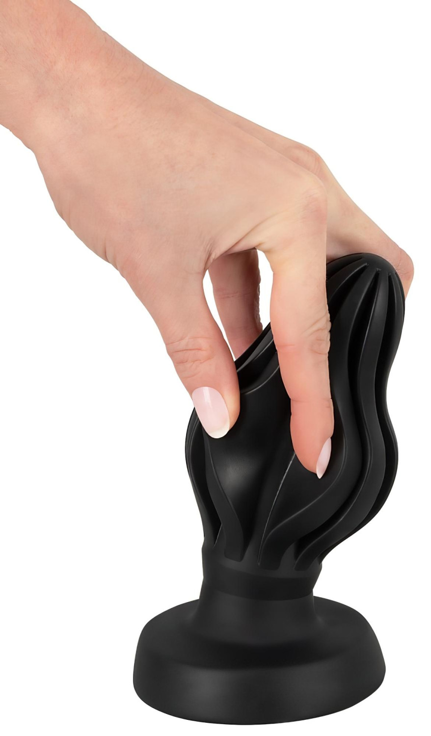ANOS - bordázott puha butt plug - 7 cm (fekete)