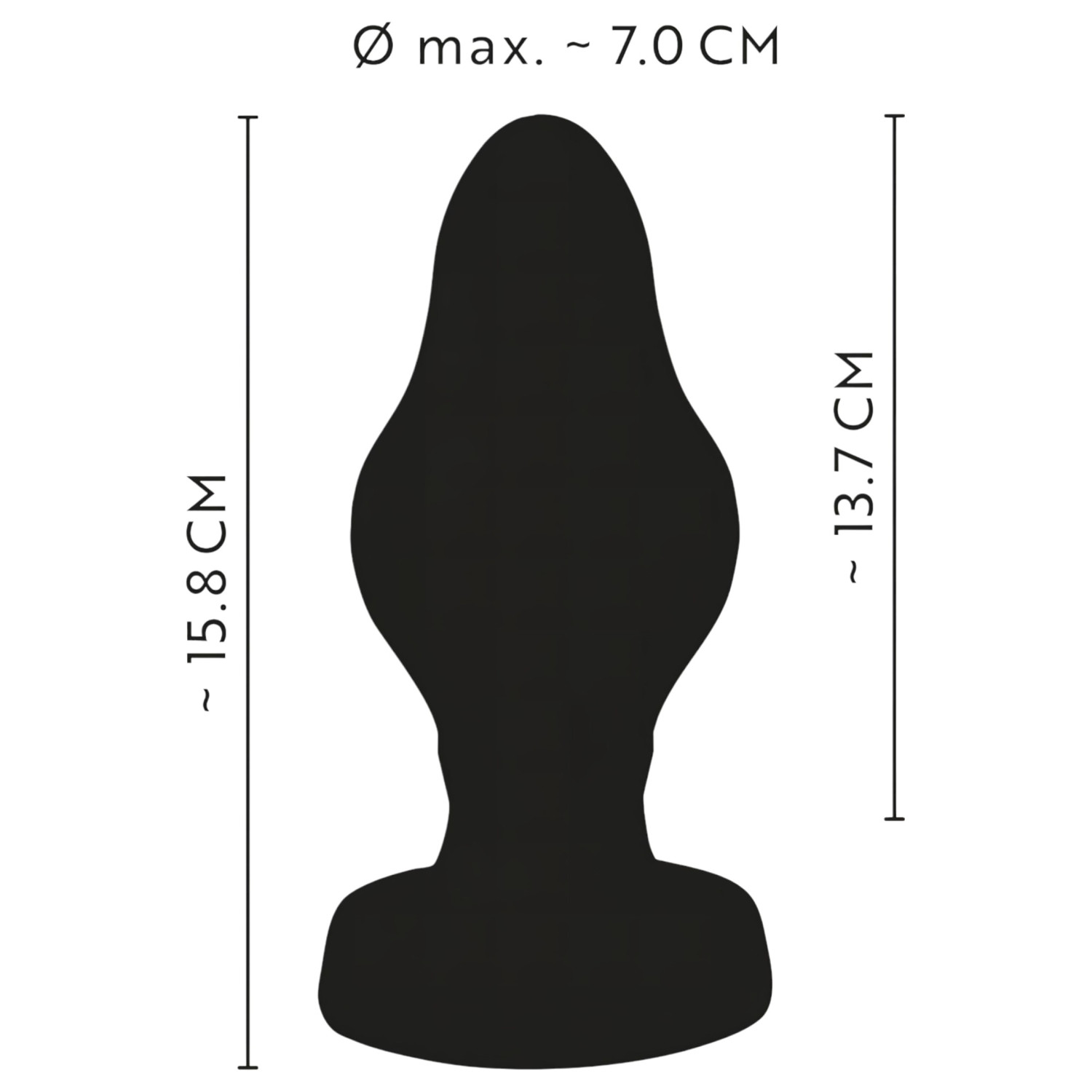 ANOS - bordázott puha butt plug - 7 cm (fekete)
