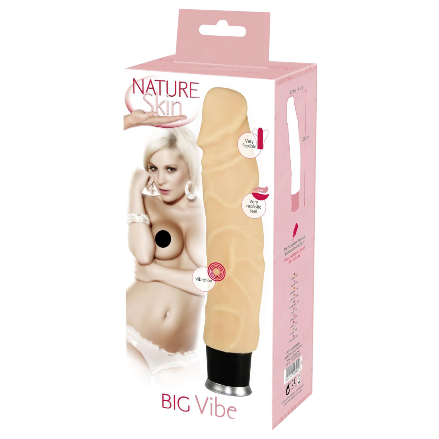 Nature Skin - élethű vibrátor (natúr, 23 cm)