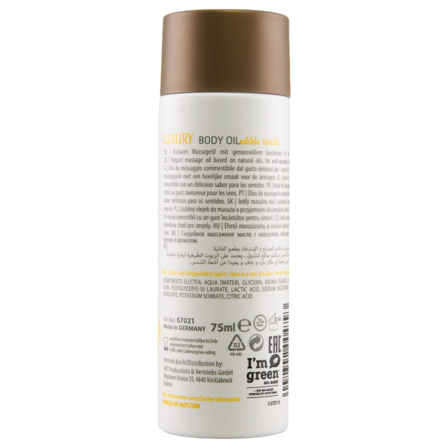 HOT - Shiatsu Luxury - ehető masszázsolaj - vanília (75 ml)