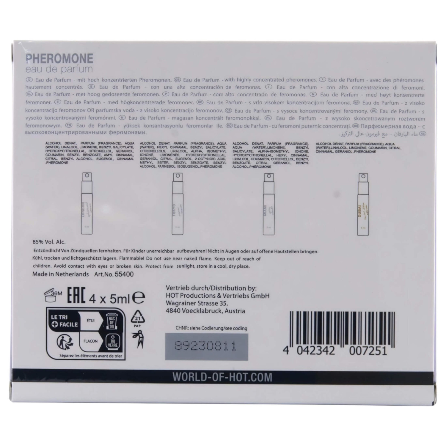 HOT LMTD feromon parfüm csomag nőknek (4 × 5 ml)