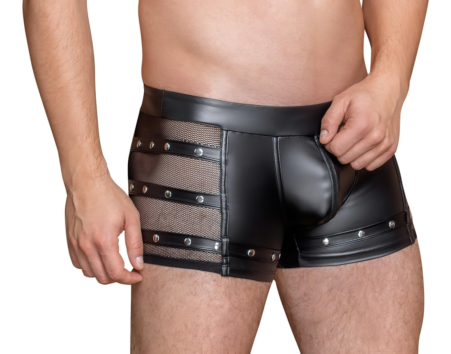 NEK - szegecses, cipzáras boxer (fekete)