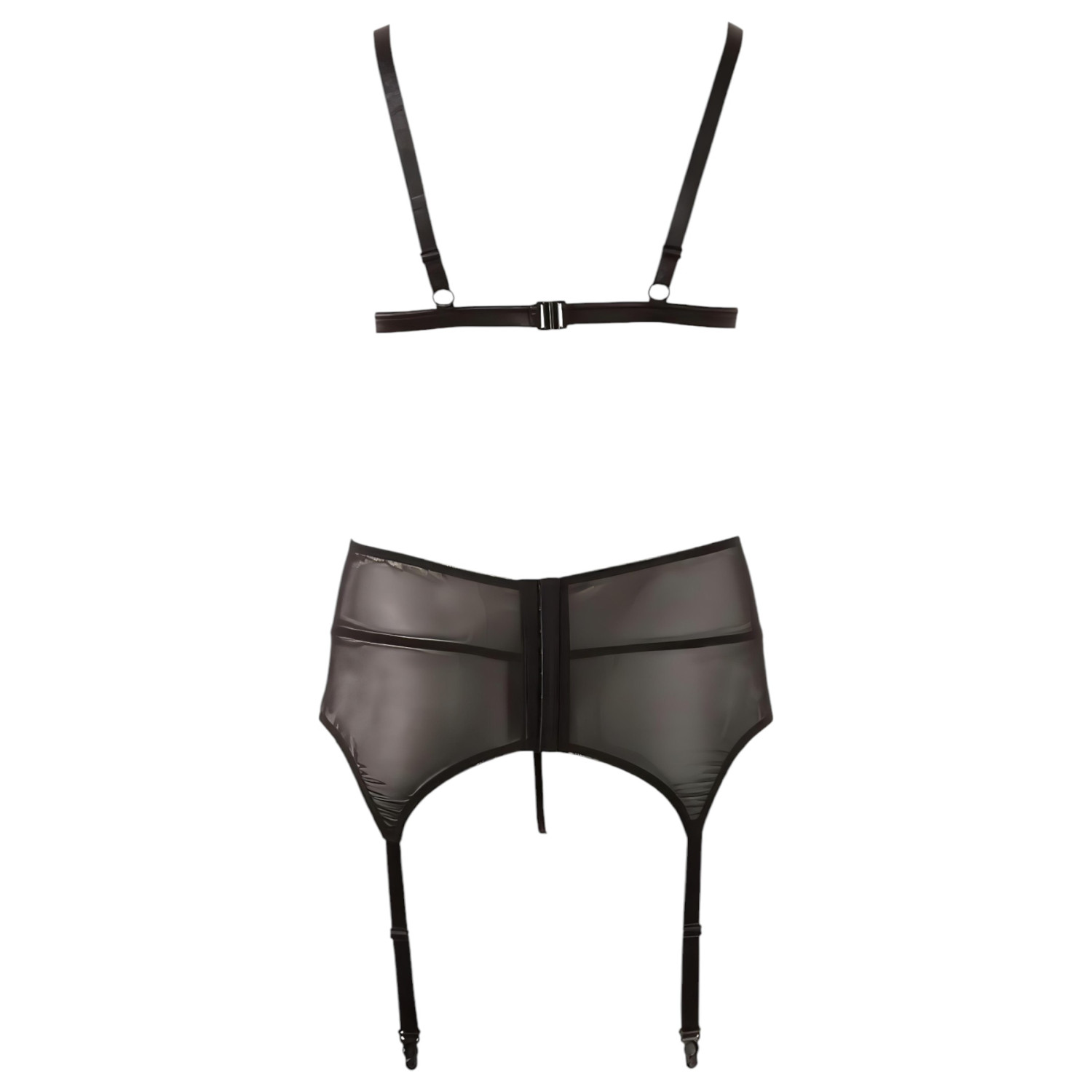 Cottelli Plus Size - csipke fehérnemű trió (fekete)