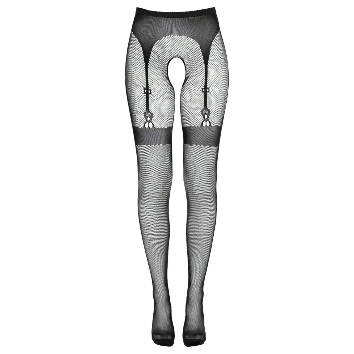 Cottelli Legwear - combfixes nyitott harisnya (fekete, S-L)