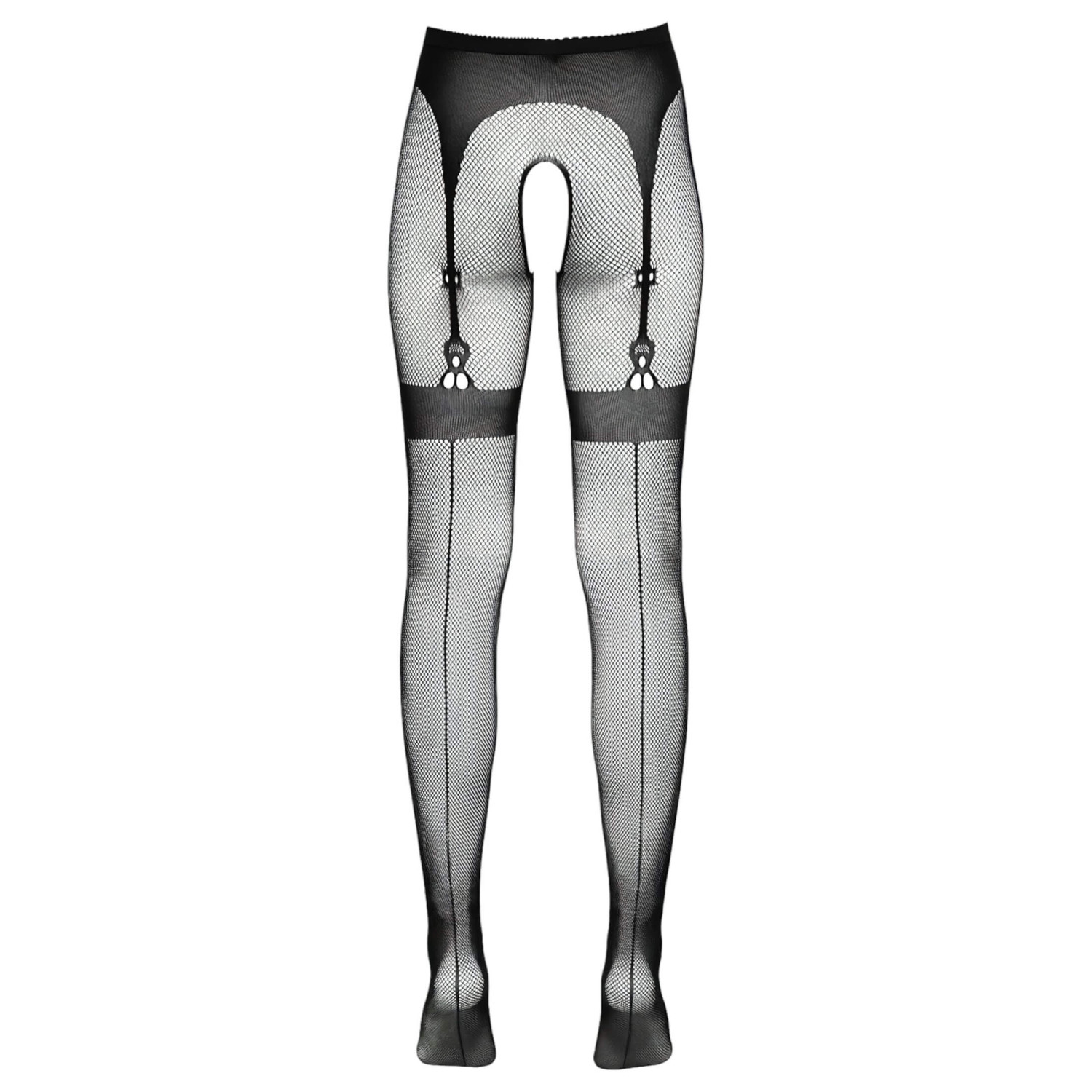 Cottelli Legwear - combfixes nyitott harisnya (fekete, S-L)