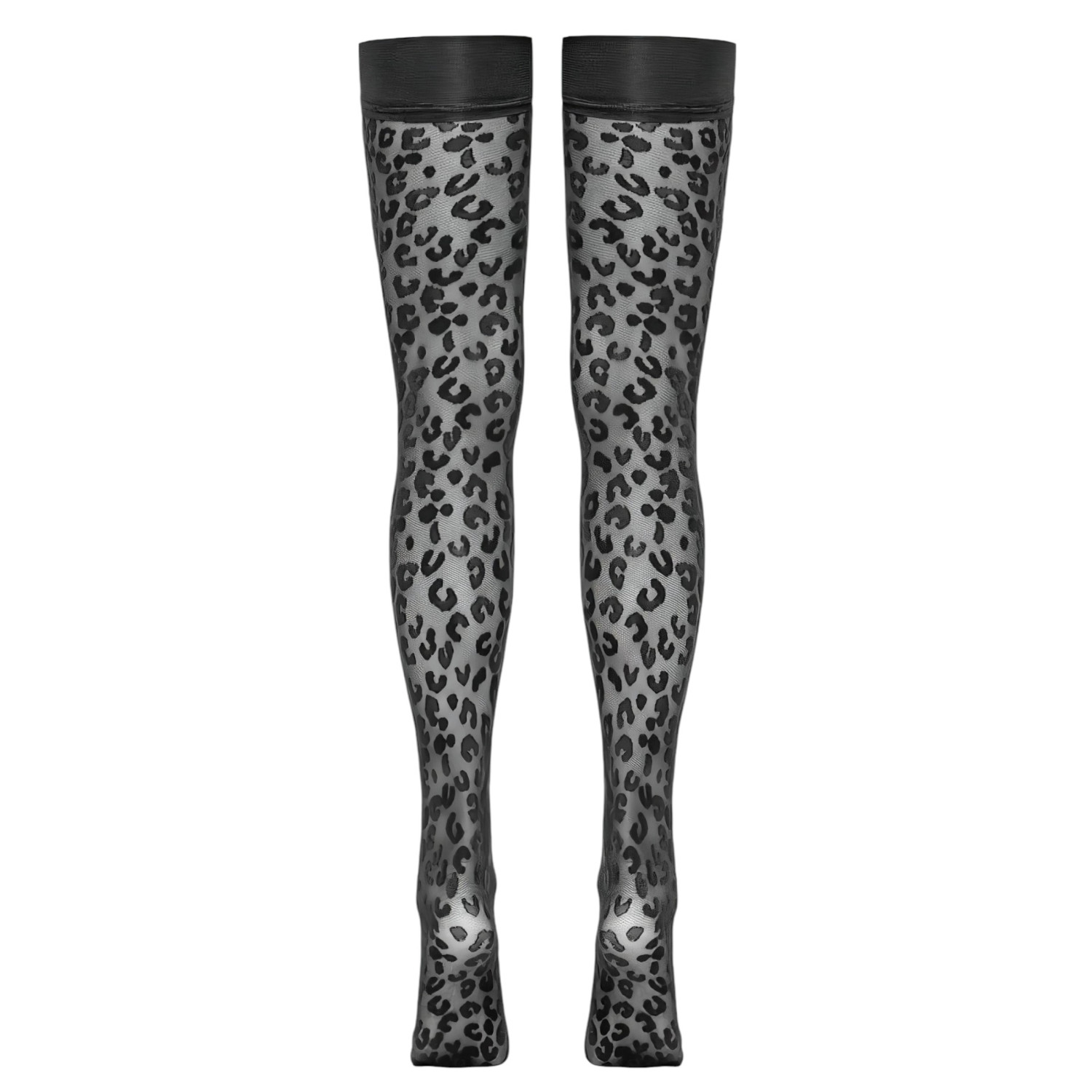 Cottelli Legwear - párduc mintás combfix (fekete) Cottelli Legwear - párduc mintás combfix (fekete)