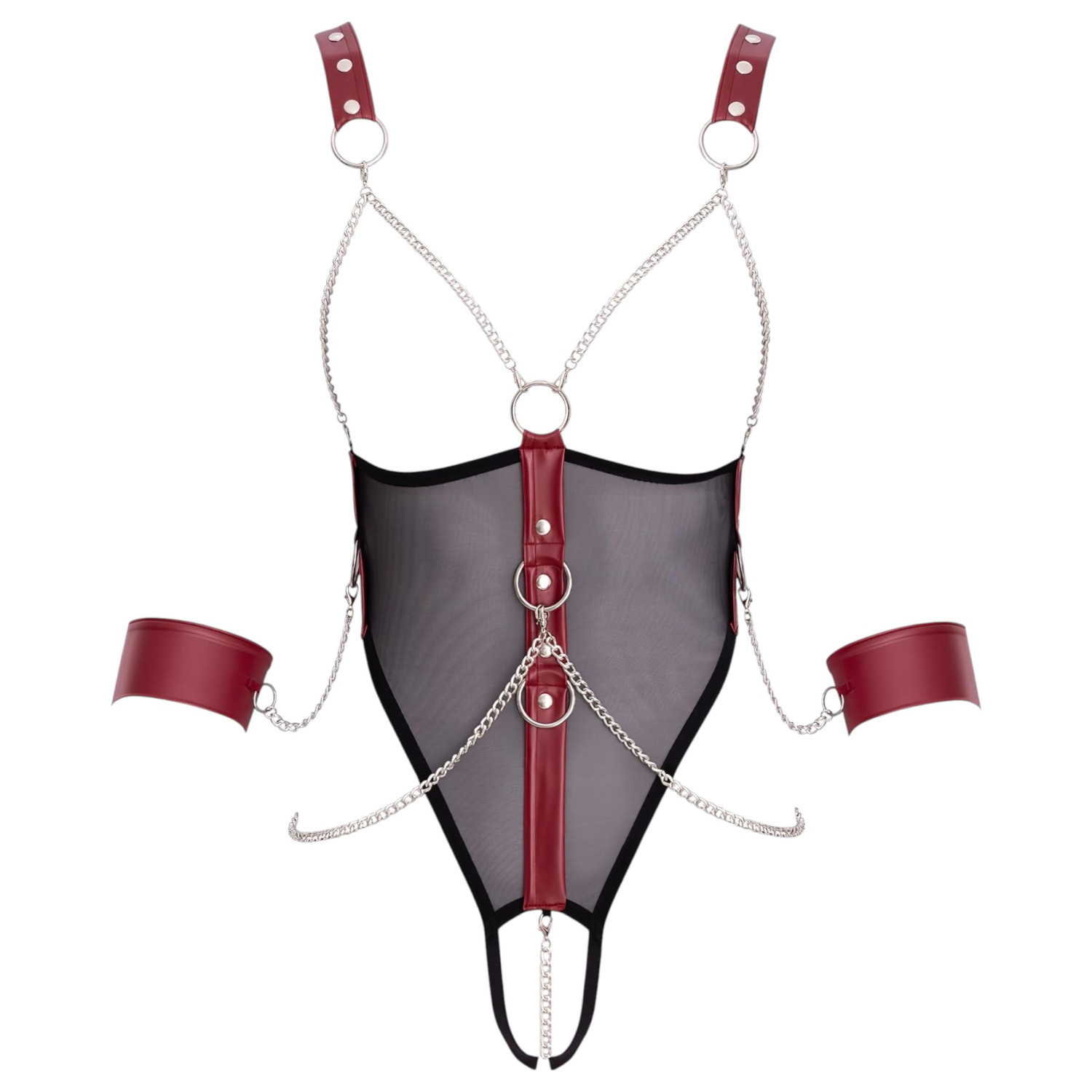 Cottelli Bondage - pántos nyitott body lánccal (fekete)