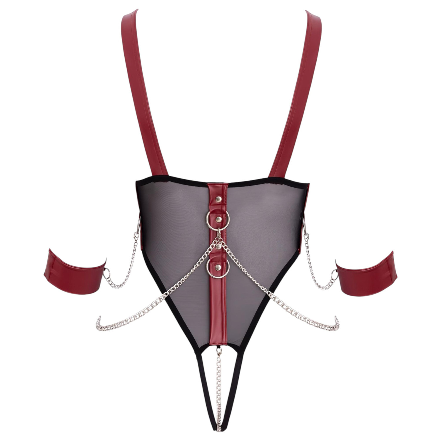 Cottelli Bondage - pántos nyitott body lánccal (fekete)