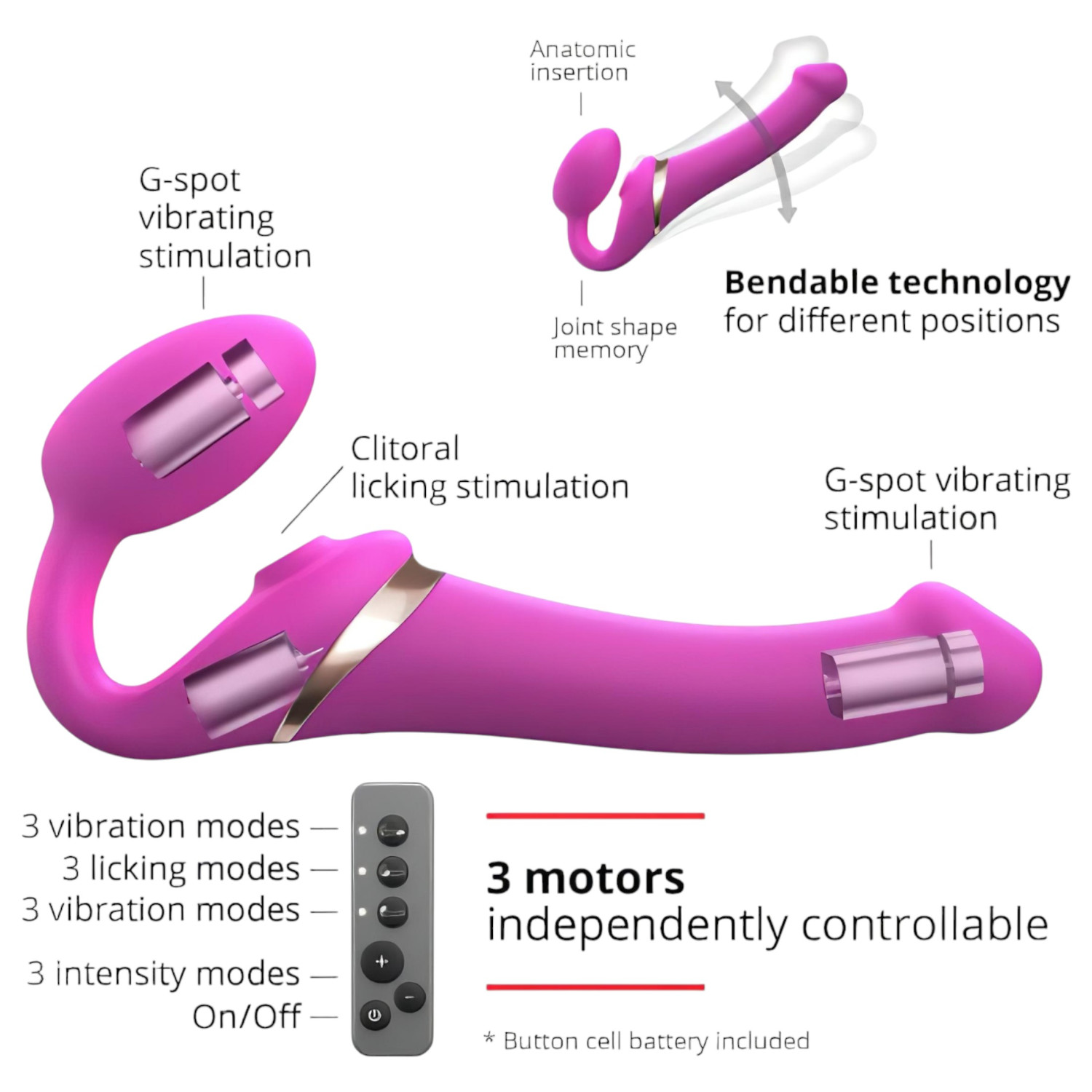 Strap-on-me S - felcsatolható léghullámos vibrátor (pink)