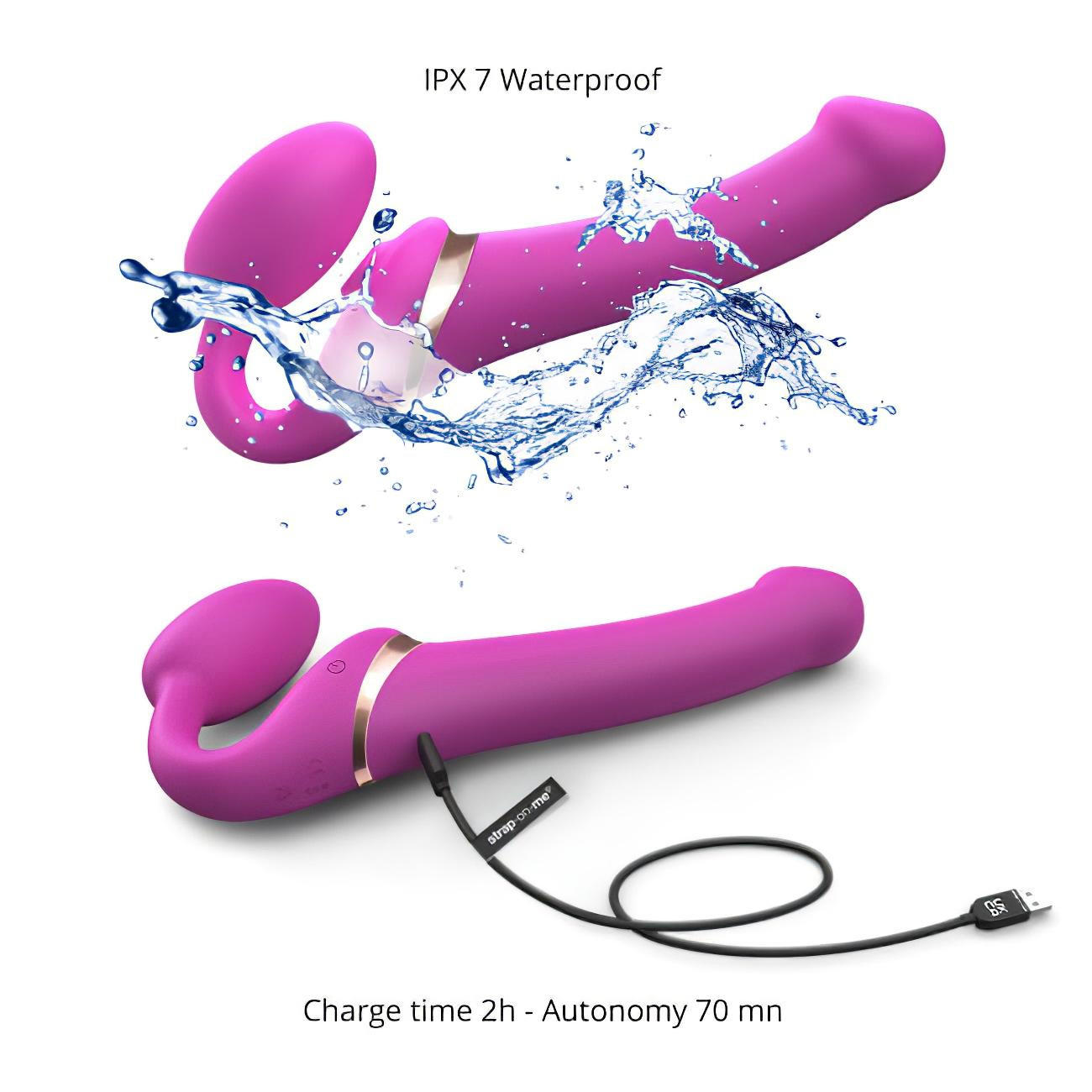 Strap-on-me S - felcsatolható léghullámos vibrátor (pink)