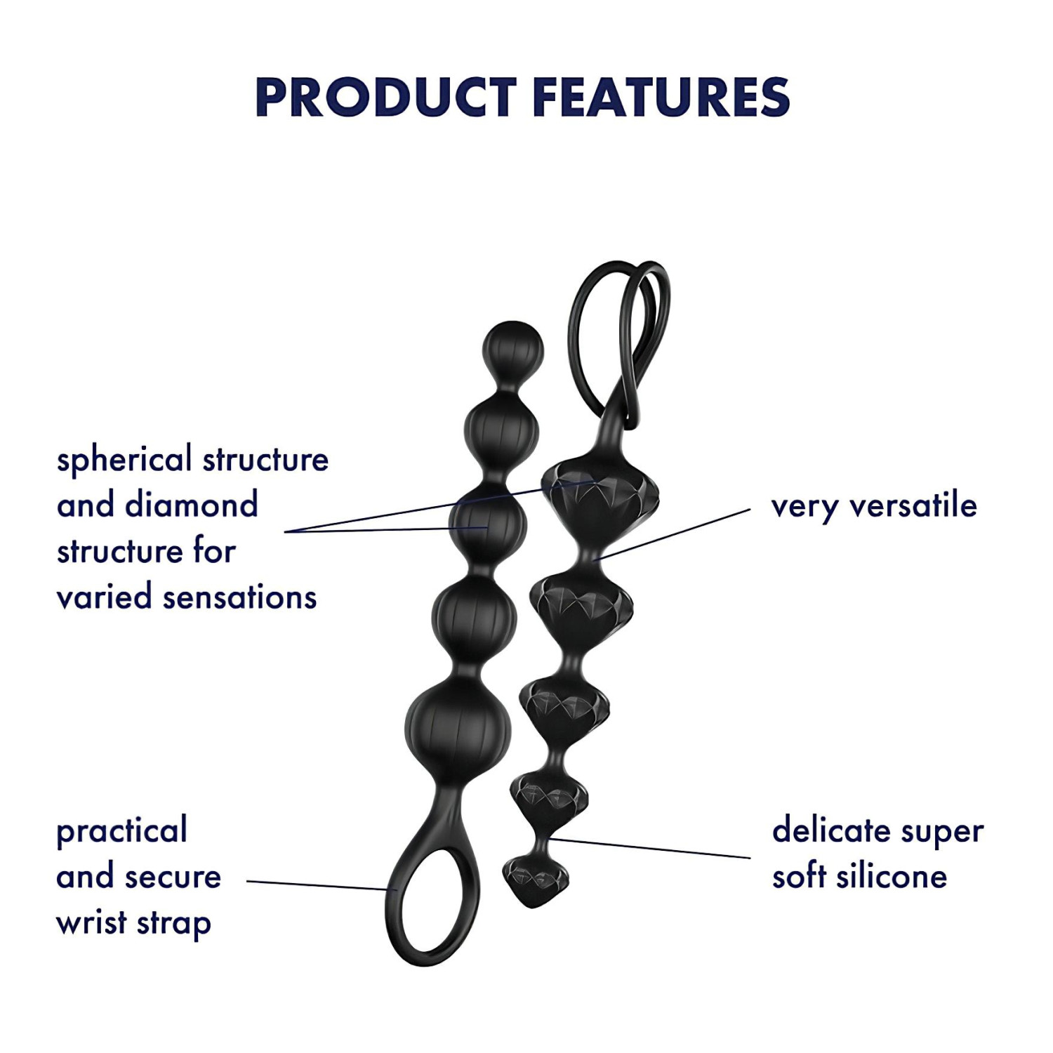 Satisfyer Love Beads - gyöngyös anál dildó szett (fekete)