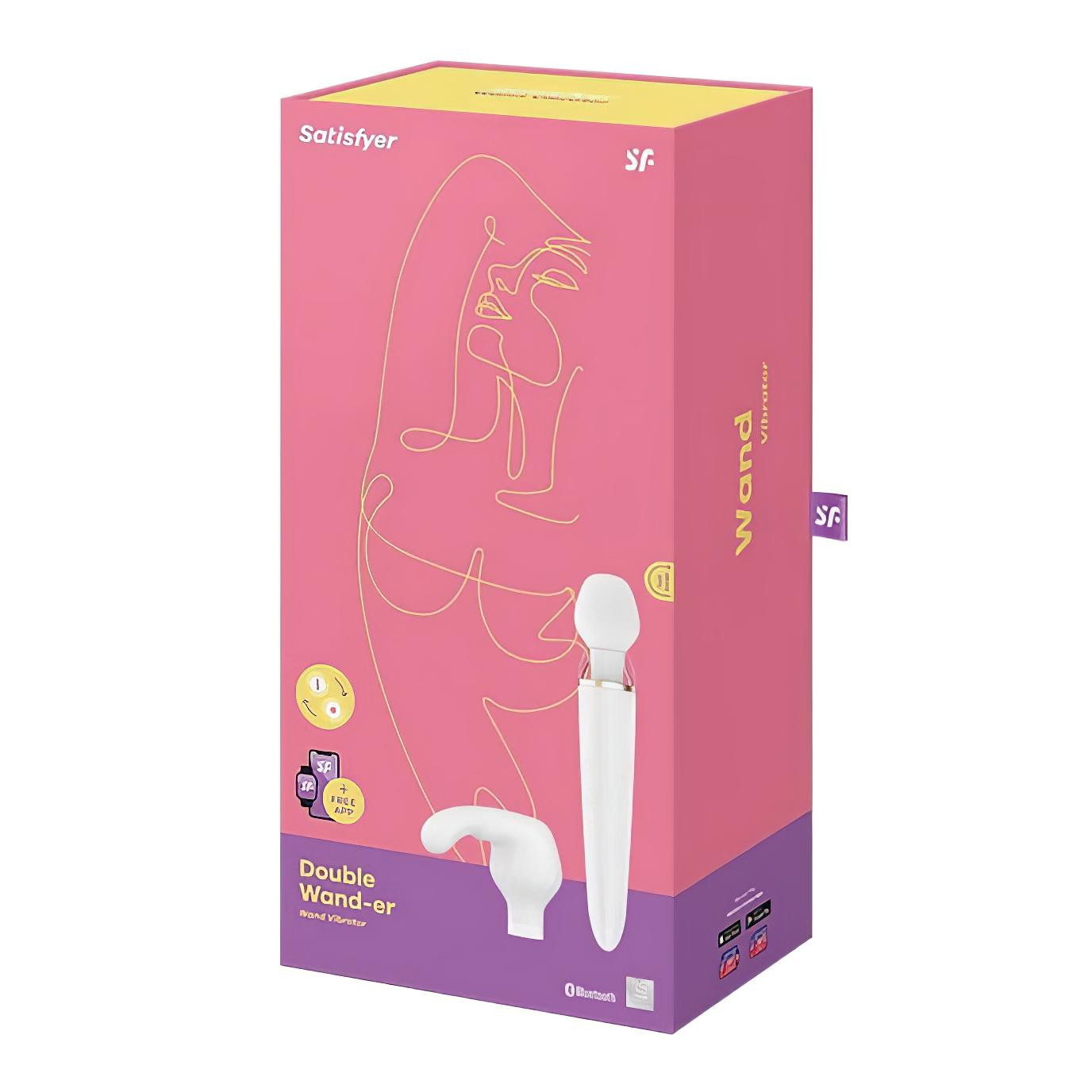 Satisfyer Double Wand-er – App-vezérelt masszírozó vibrátor (fehér)