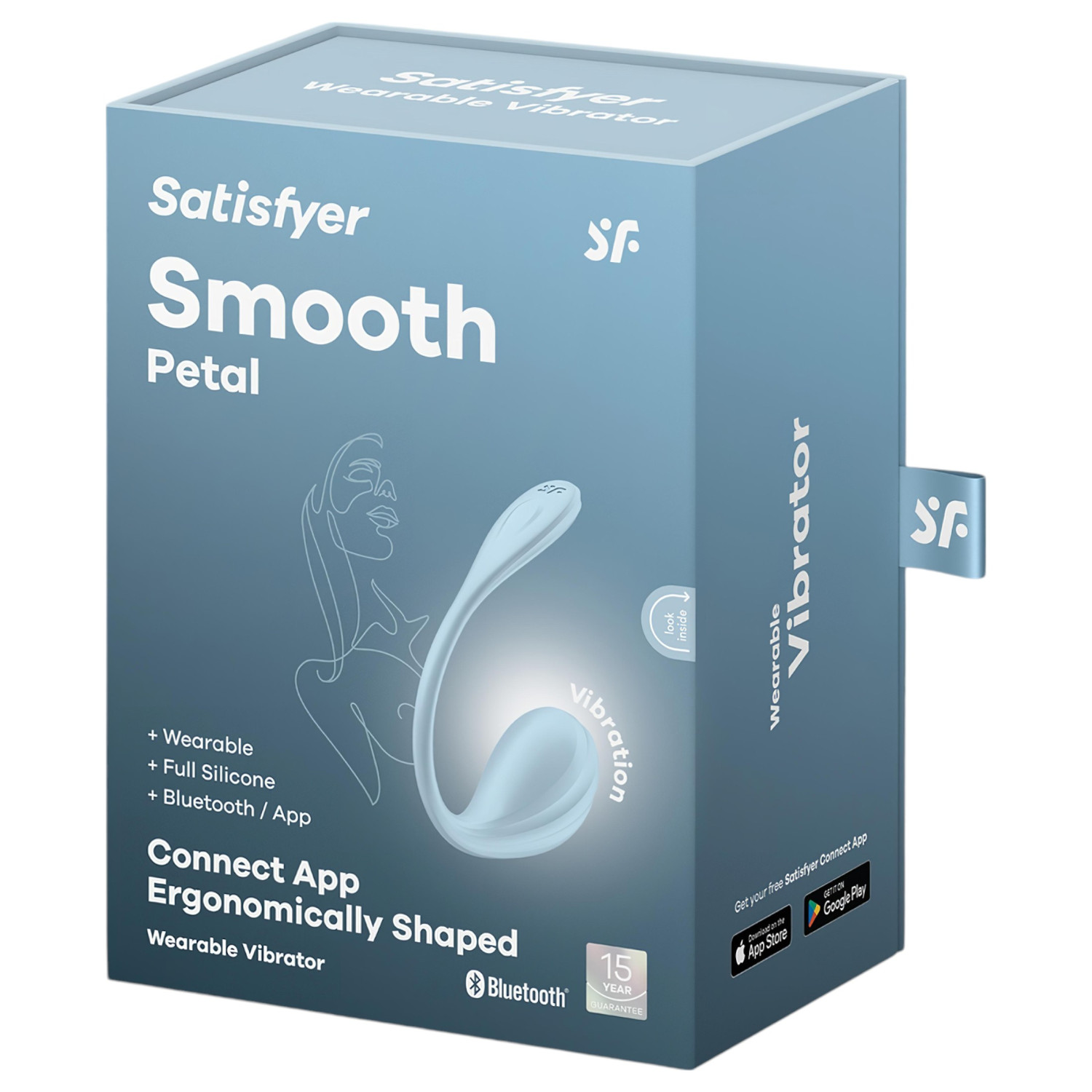 Satisfyer Smooth Petal – App-vezérelt vibrációs tojás (kék)