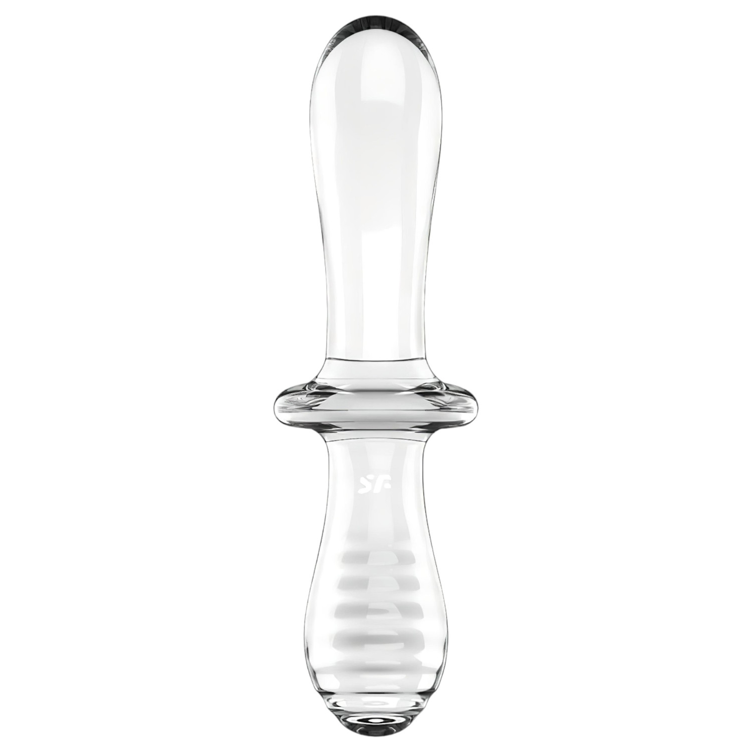 Satisfyer Double Crystal - kétvégű üveg dildó (átlátszó)