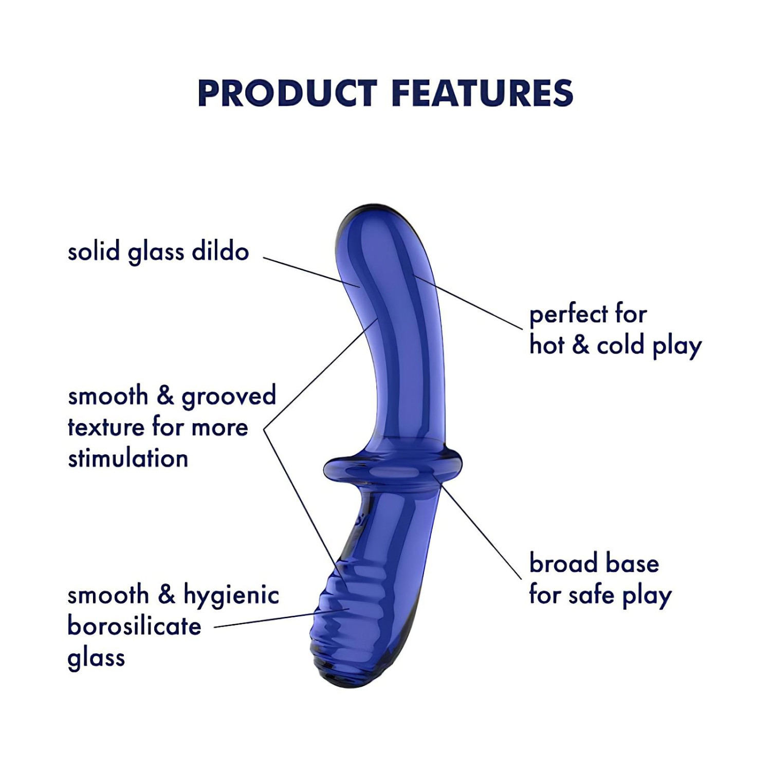 Satisfyer Double Crystal - kétvégű üveg dildó (kék)
