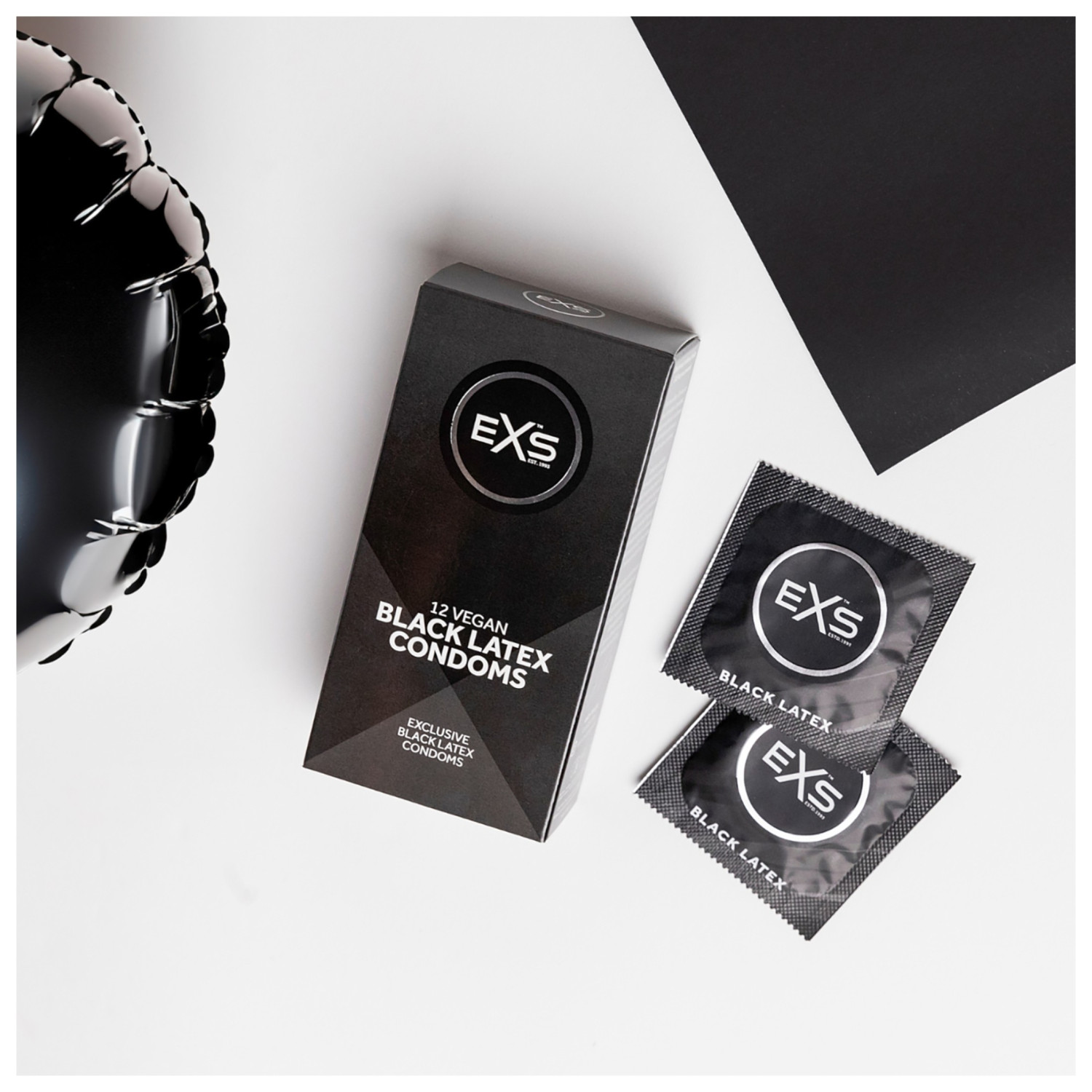 EXS Black - latex óvszer (fekete, 12 db)