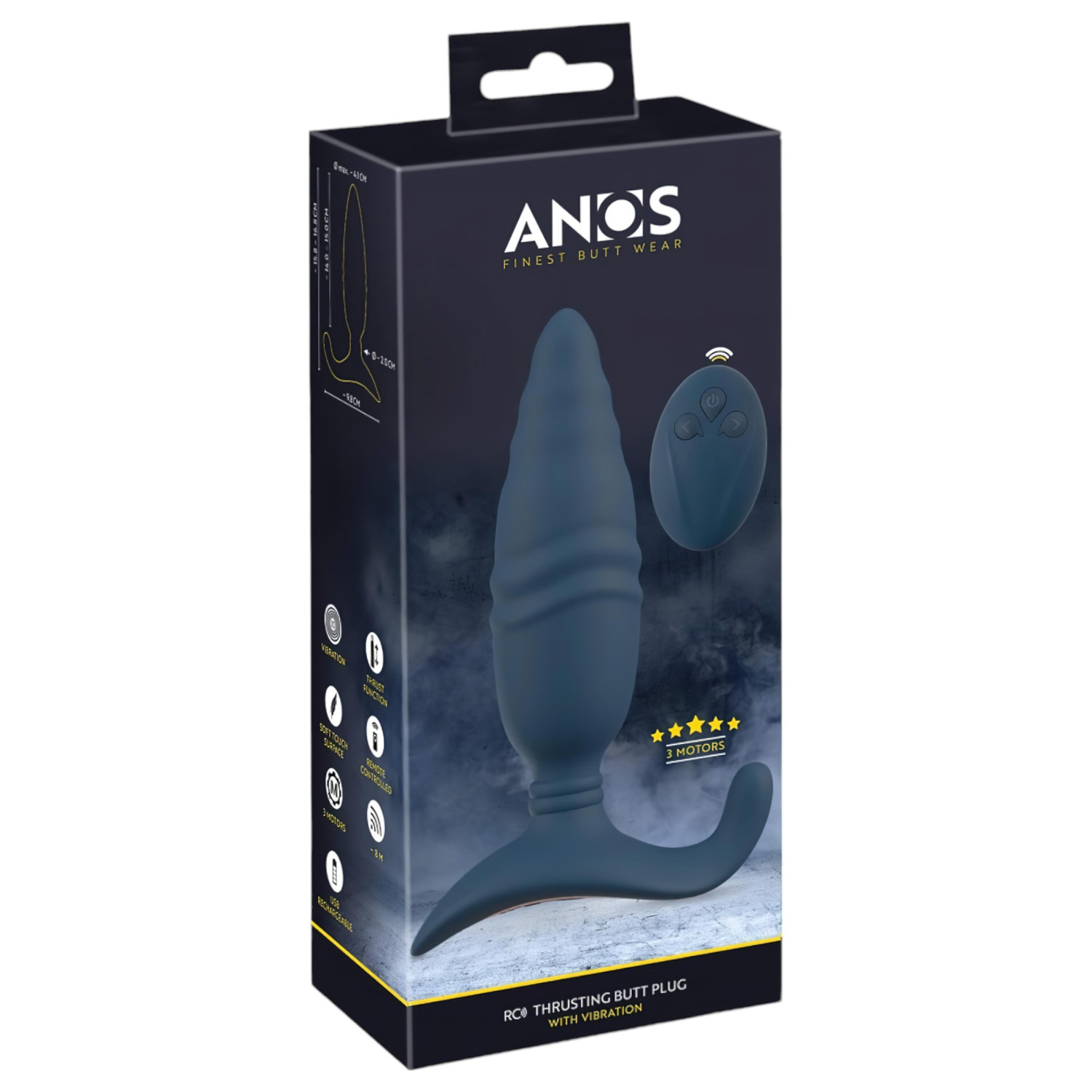 ANOS - rádiós, lökő anál vibrátor (kék) ANOS - rádiós, lökő anál vibrátor (kék)